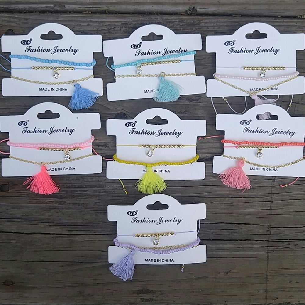 beaded tassel bracelet set