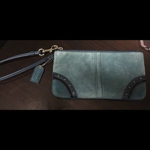 Gorgeous Authentic suede teal Coach wristlet. NEW