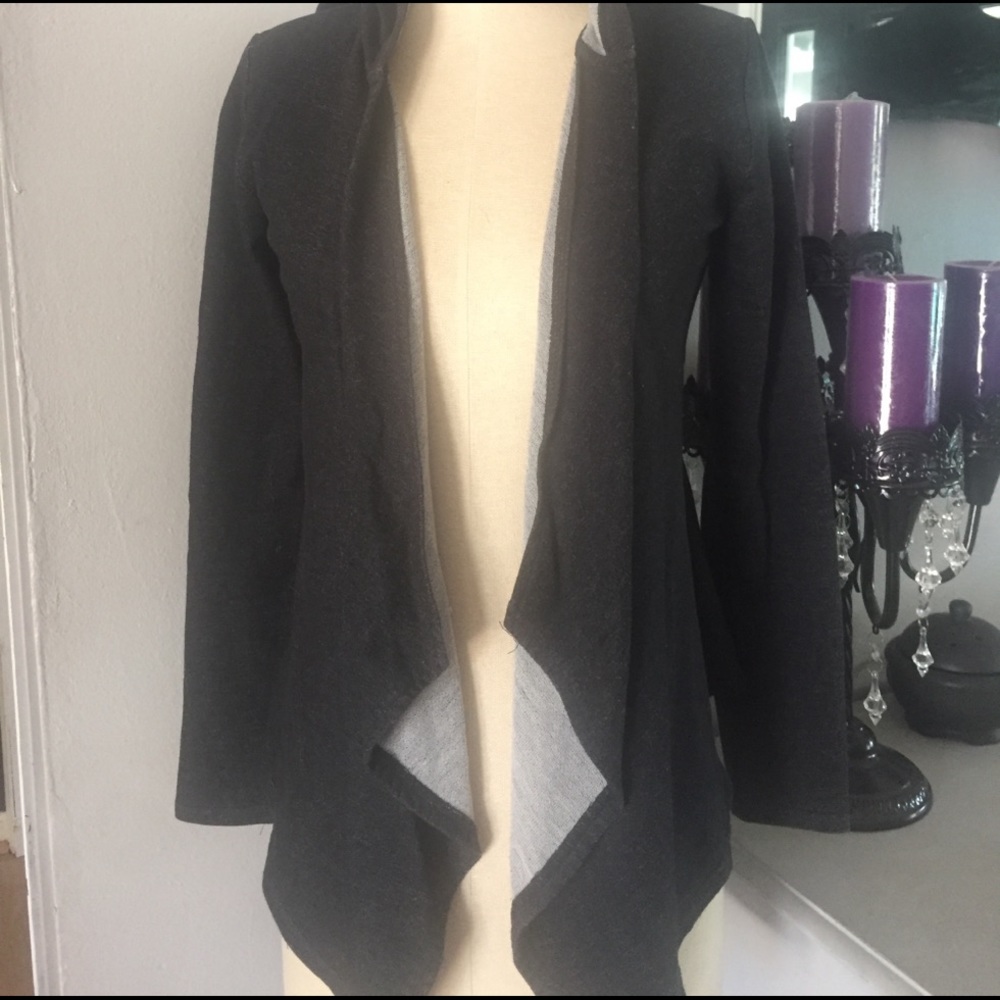 Gray waterfall hoodie top