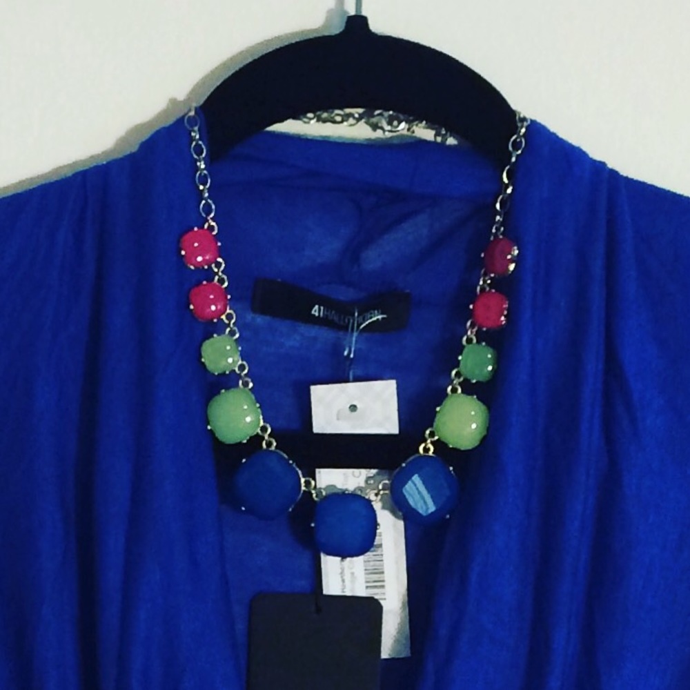 Colorful necklace and earring set.
