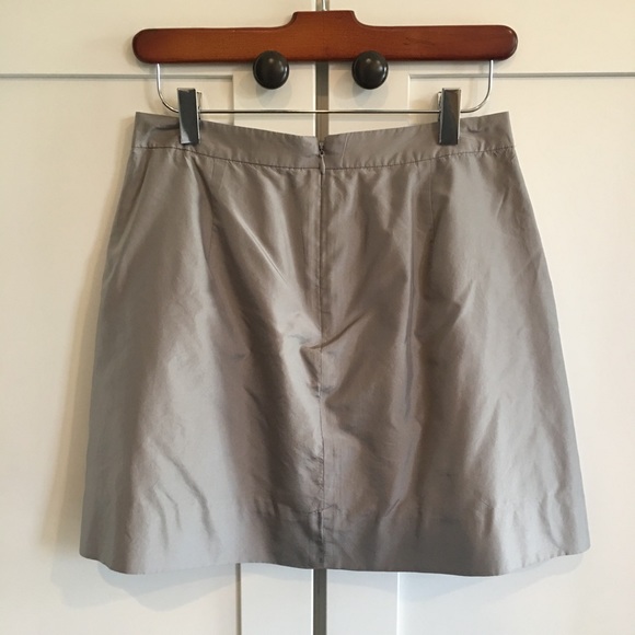 J. Crew 100% Silk Gray Taffeta Marvelle Mini Skirt - Picture 2 of 4