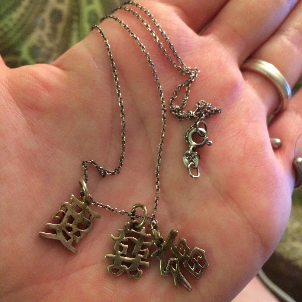 925 sterling silver necklace Chinese symbols