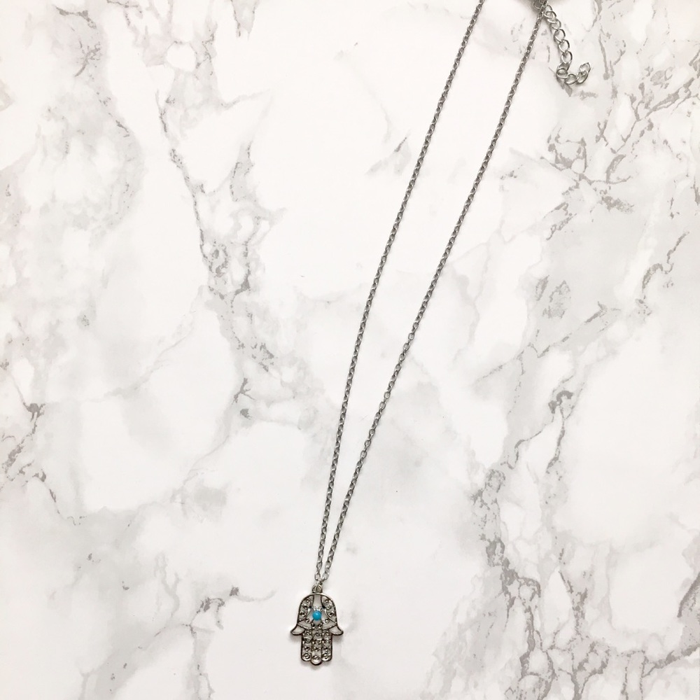 Last one! Silver Filigree Hamsa Pendant Necklace - Picture 4 of 5