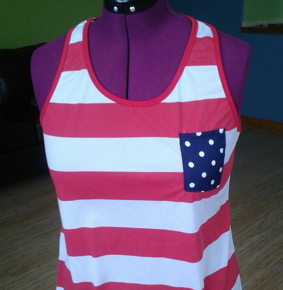 Sleeveless Top Red White & Blue 4th of July L NWOT