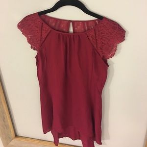 WHBM Silk Top With Lace