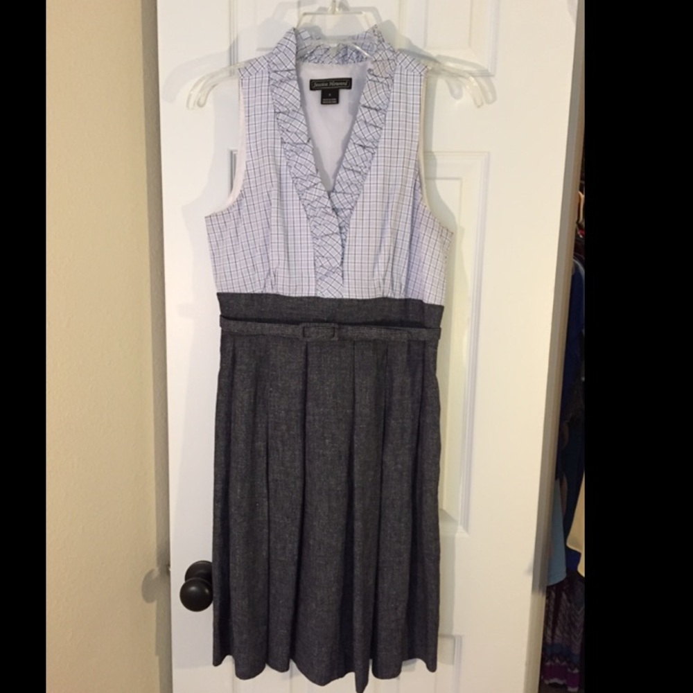 Plaid and denim dress