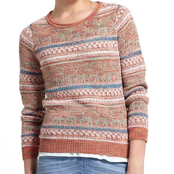 Anthropologie Sweaters - Anthropologie Shimmered Fairisle Sweater Orange