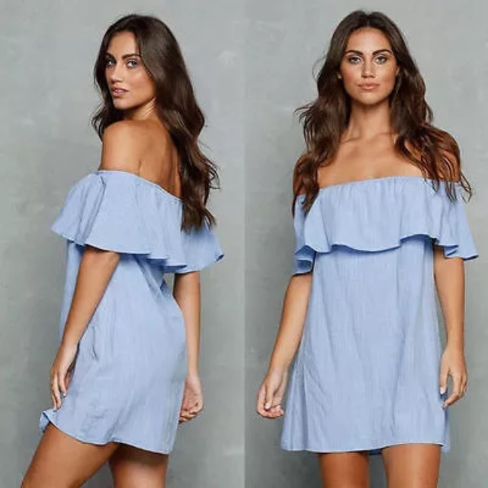 🔹Last One🔹 Blue Off Shoulder Mini Dress - Picture 2 of 8