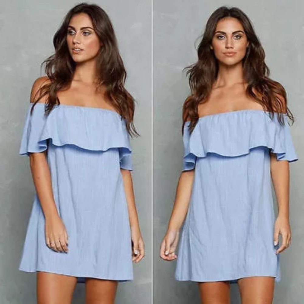 🔹Last One🔹 Blue Off Shoulder Mini Dress - Picture 3 of 8