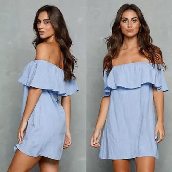 🔹Last One🔹 Blue Off Shoulder Mini Dress - Picture 2 of 8