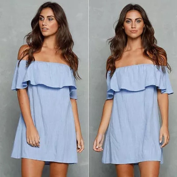 🔹Last One🔹 Blue Off Shoulder Mini Dress - Picture 3 of 8