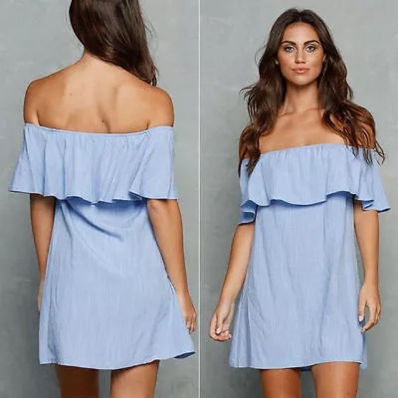 🔹Last One🔹 Blue Off Shoulder Mini Dress - Picture 4 of 8