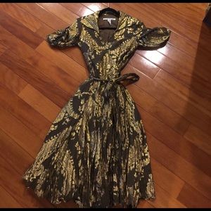 Diane Von Furstenberg  gold and brown dress
