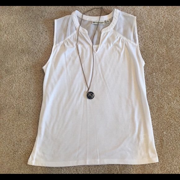 White V-Neck Tank - Picture 3 of 3