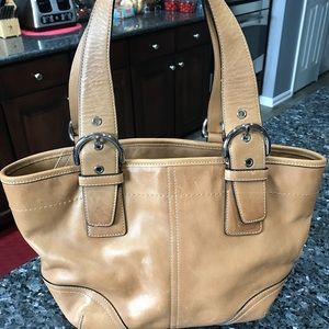 Tan leather authentic coach bag