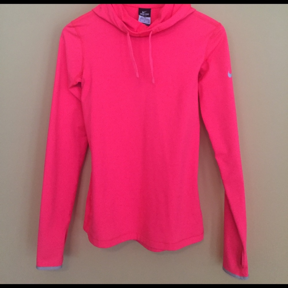 Bright coral long sleeve Nike cowl neckline hood