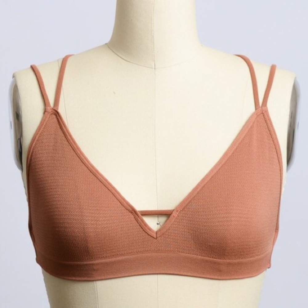 AVERIE Cross Back Bralette - DEEP PEACH - Picture 2 of 4