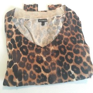 Express leopard print v-neck sweater