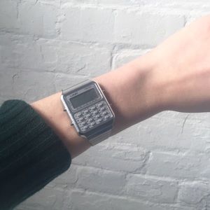 Vintage Deadstock Silver Luxury Calculator Watch