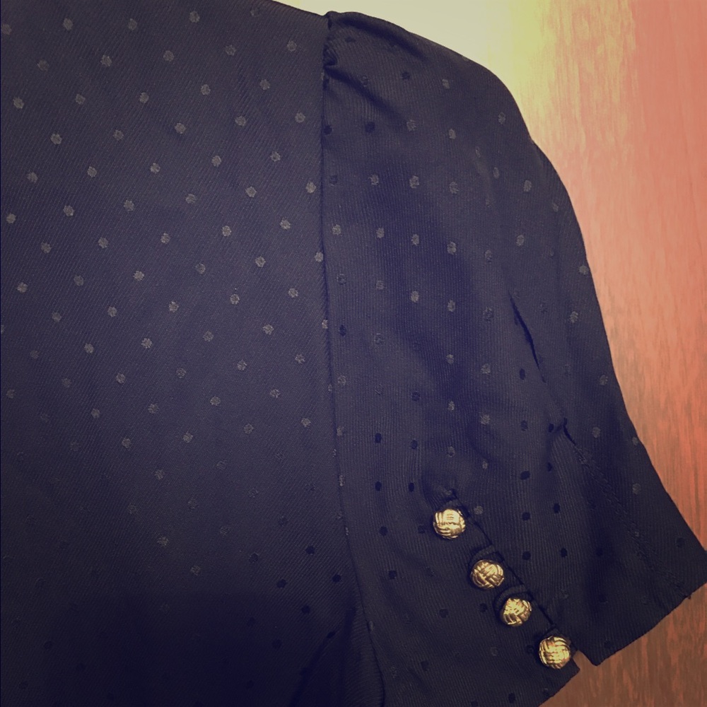Black dotted with gold buttons BR blouse
