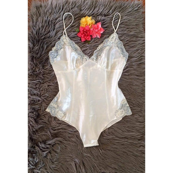 Vintage 90s Satin Floral Teddy Lingerie