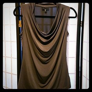 Worthington Gray Drape Neck Blouse