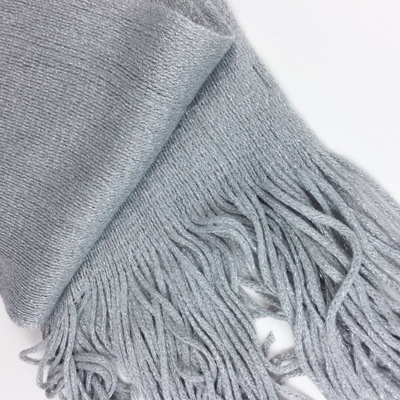 Unisex Grey Fringe Scarf - Picture 2 of 2