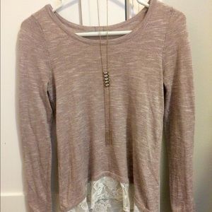 Maurices lace inset high-low sweater