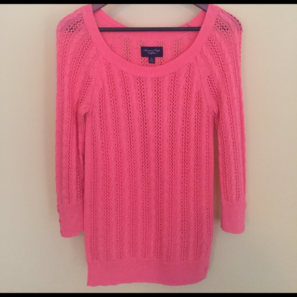 Coral 3/4 sleeve sweater scoop neck