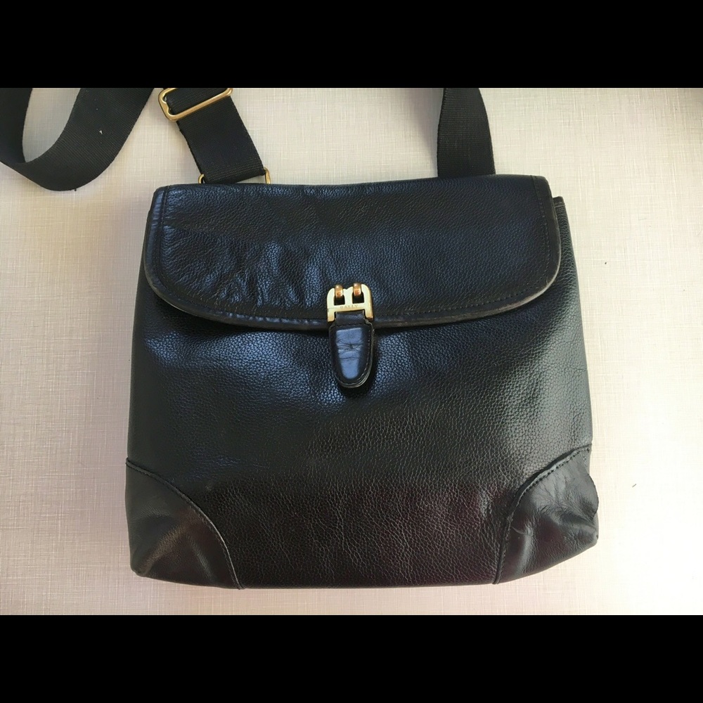 Bally Black Pebble Leather Cross Body Bag