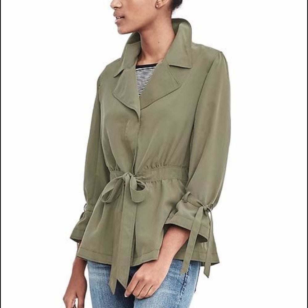 Belted Olive Green Jacket Blouse