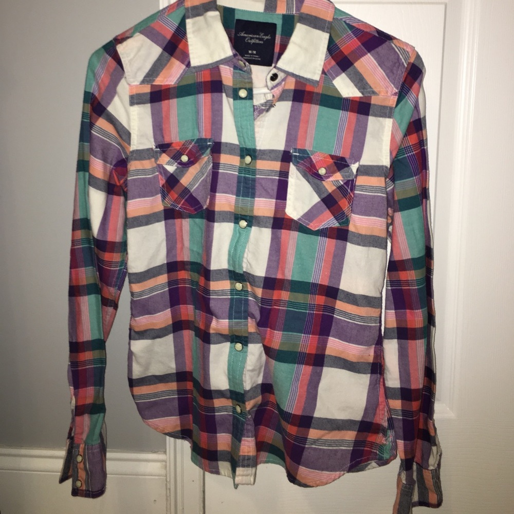 Plaid snap button down