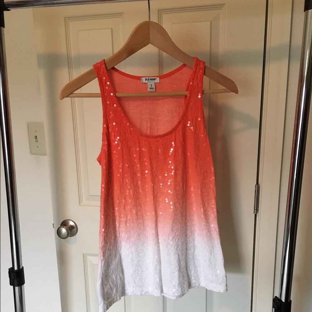 Old Navy Color / white Ombré Sequin tank top