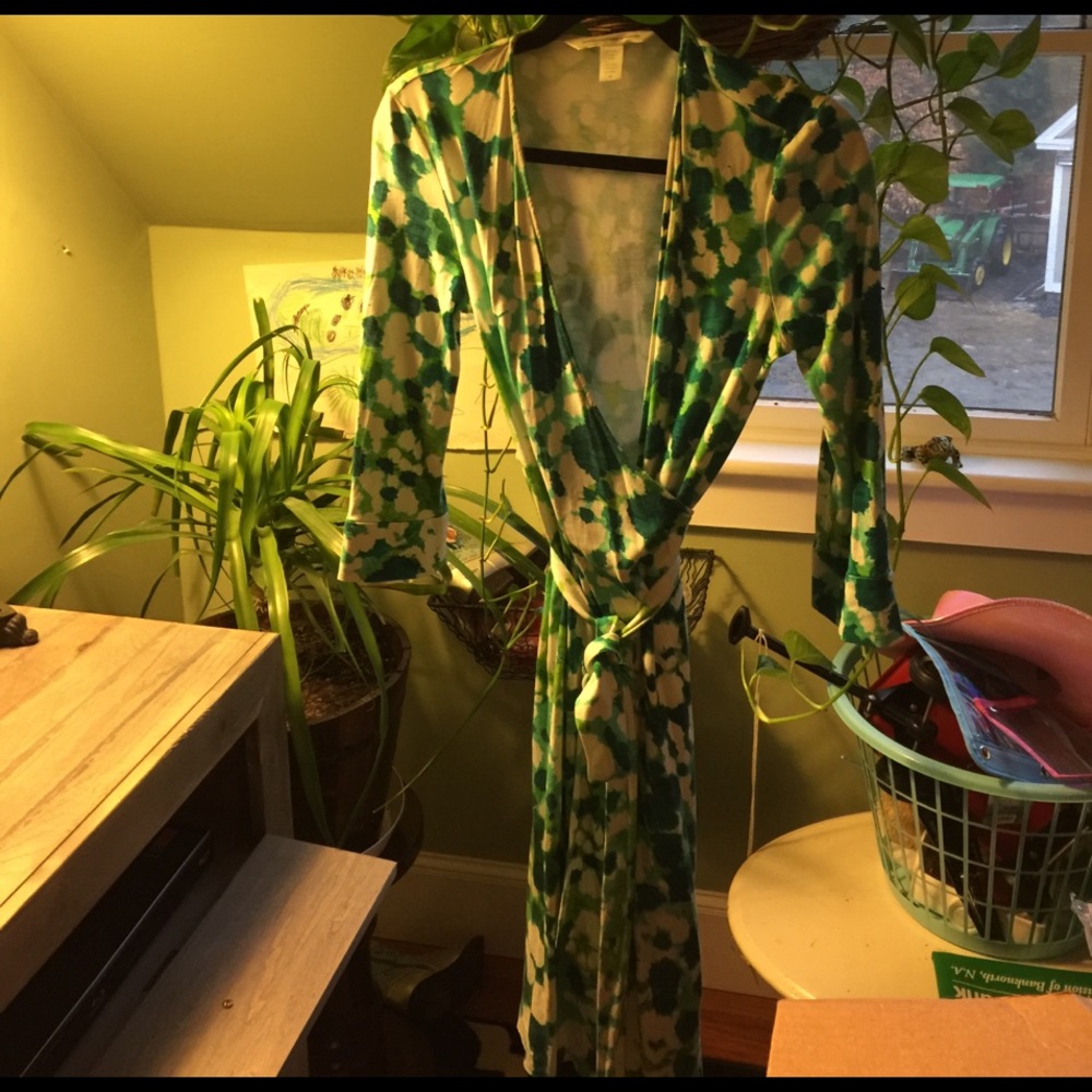 Diane von Furstenberg green wrap dress