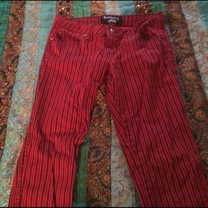 Like new Skelanimals red and black striped jeans
