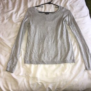 Gray long sleeve blouse with small opening back