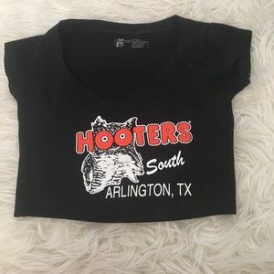 Black Hooters Crop Top