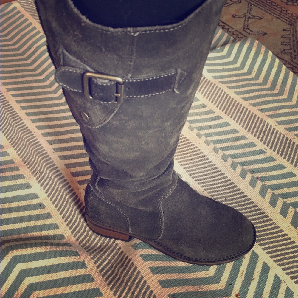 Grey soft leather boots