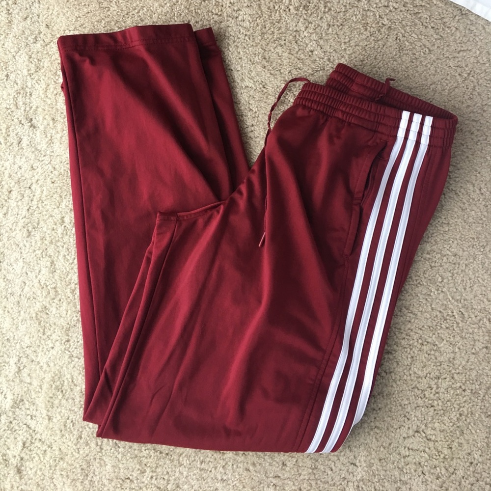 Maroon adidas pants