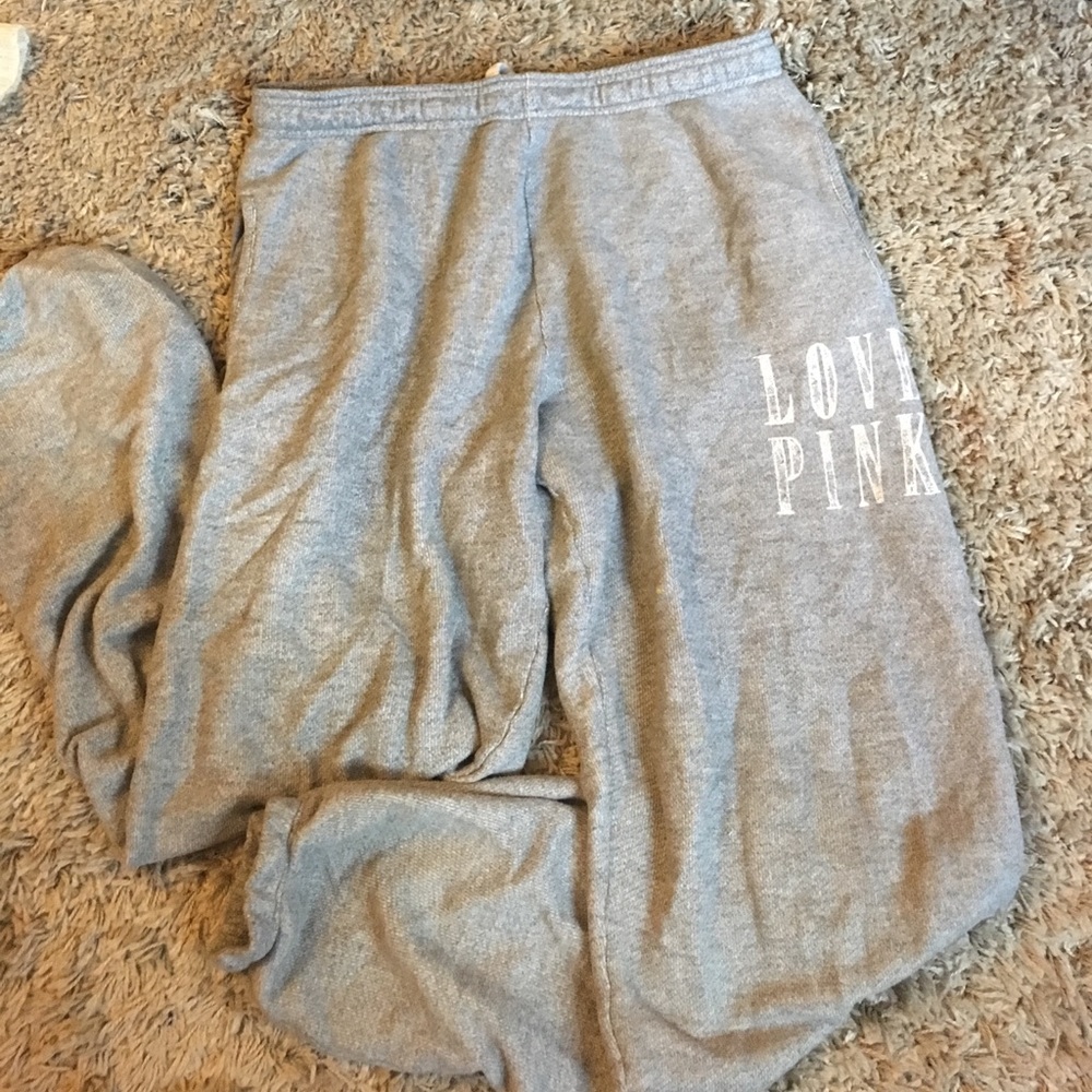 Pink medium gray sweatpants