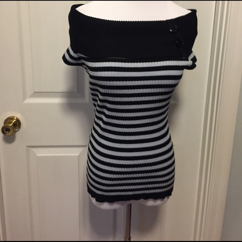 INC SHORT SLEEVED, cowl neck top.