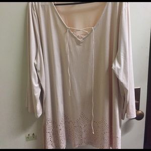 Suede top with lace up neckline