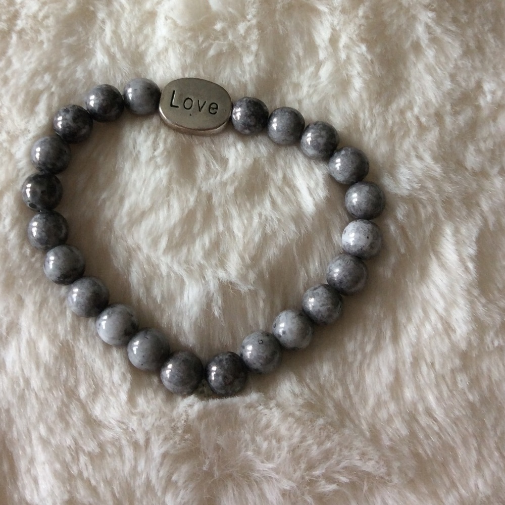 Gray bead LOVE bracelet