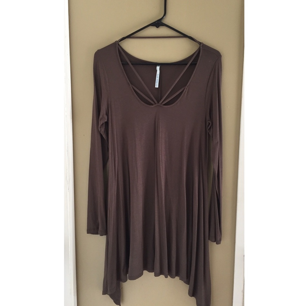 Brown Cross Cross Front Dress