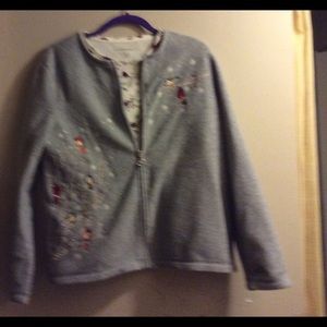 Fleece gray jacket and long sleeved shirt