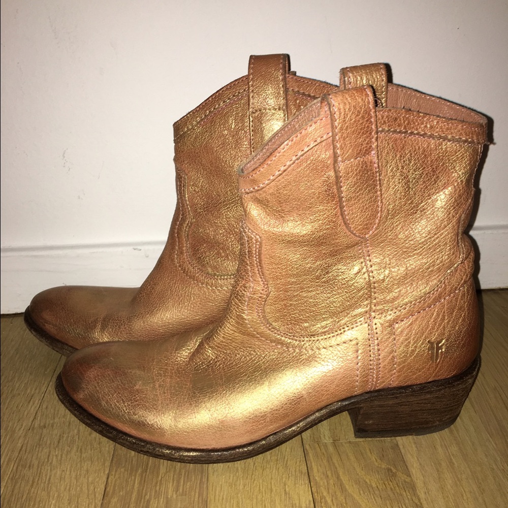 Frye metallic booties