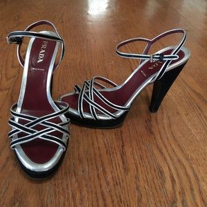 PRADA Silver and Black Stiletto