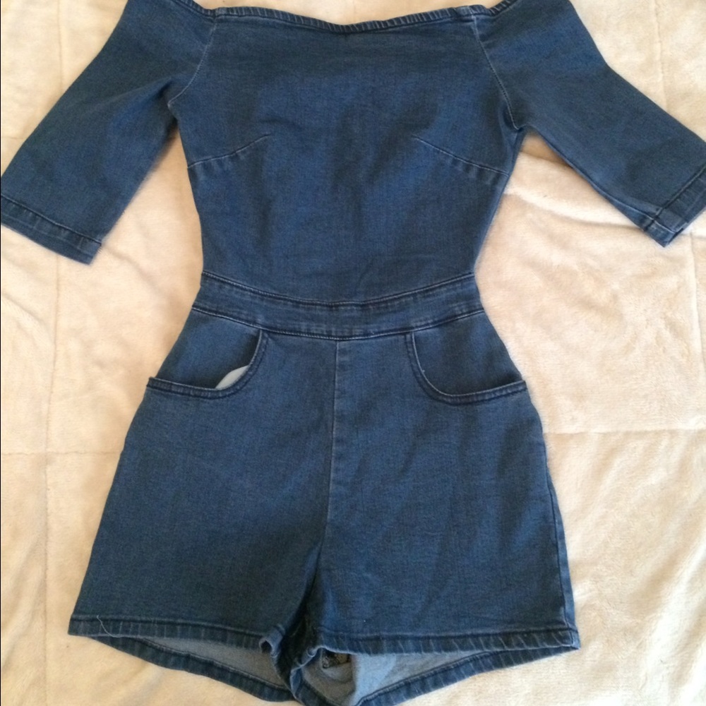 Denim Off-Shoulder Romper