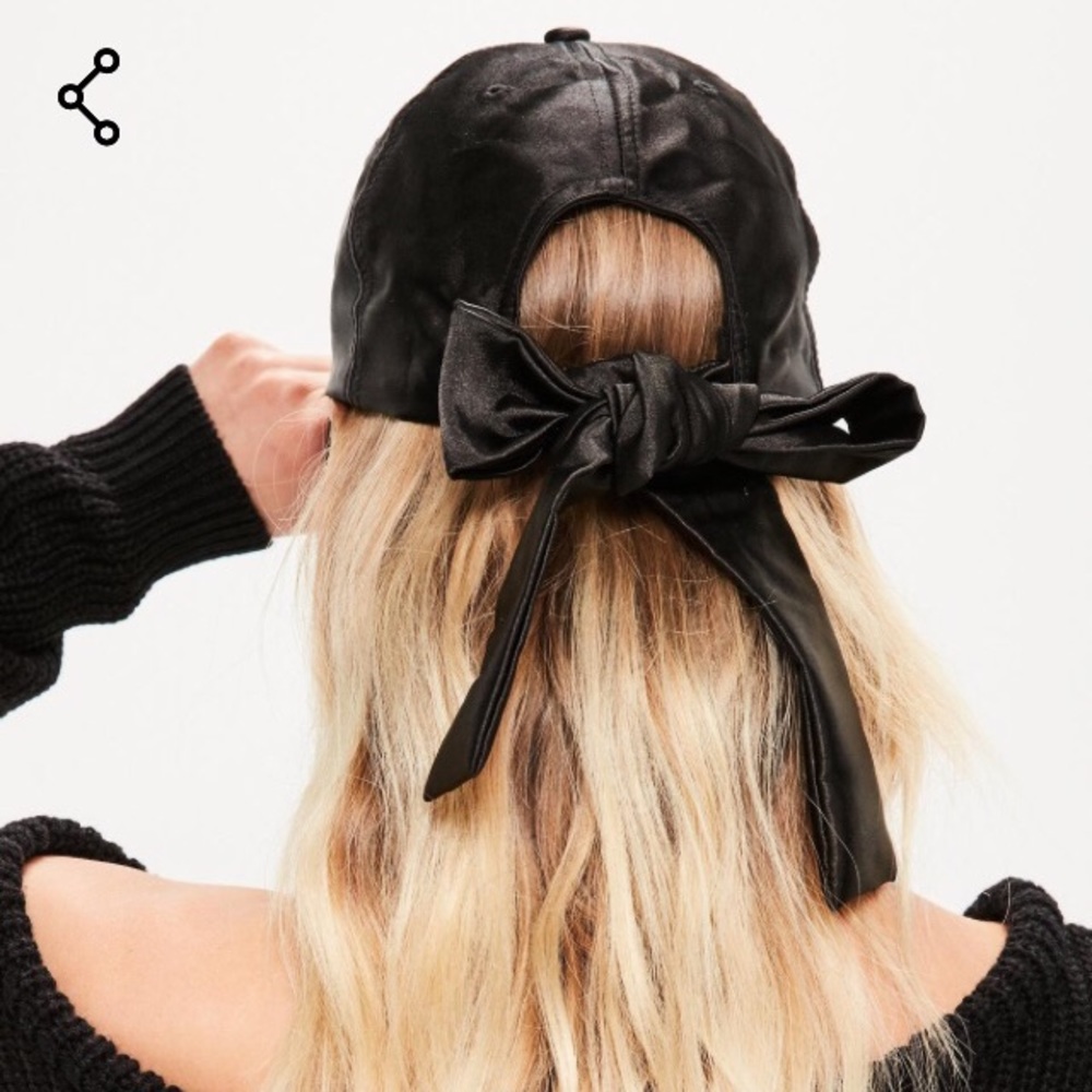 Black Satin Bow Cap