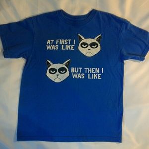 Grumpy Cat T-Shirt Boys XL 14-16 Mens M Blue